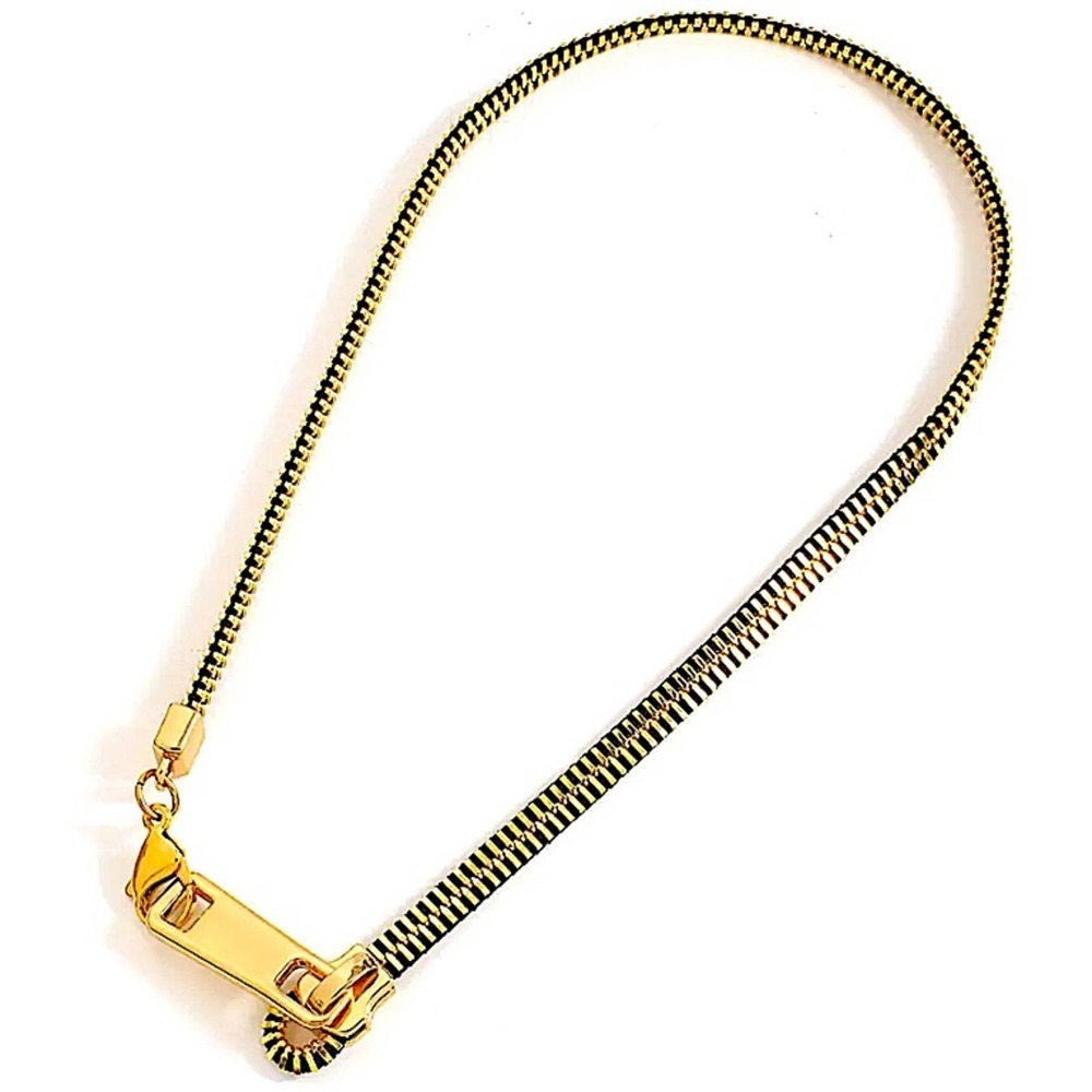 Gold Zipper Punk Minimalist Versatile Necklace - Picture 4 of 15